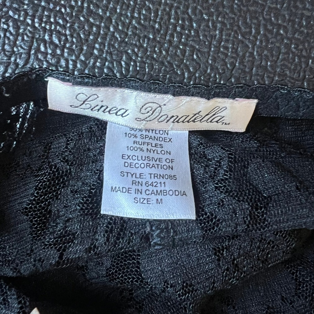 Linea Donatella Black Lace Chemise Babydoll Nightgown M Lingerie Coquette Bridal - Picture 6 of 7